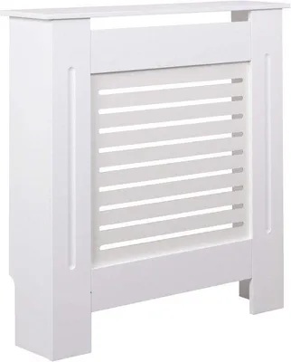 Produktbild von Radiatorverkleidung Weiß MDF mit Lamellenmuster - Modern