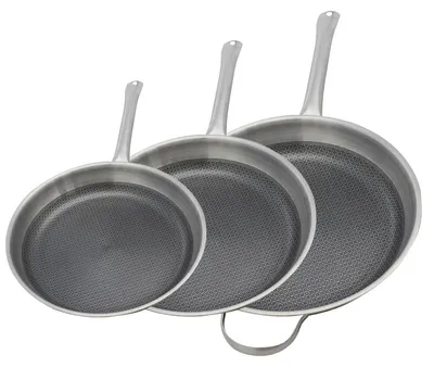 Produktbild von 3er-Set Induktionspfannen – ELO – Relief Solutions – Edelstahl 18/10, ELODUR Select Antihaftbeschichtung – 24–28–32 cm