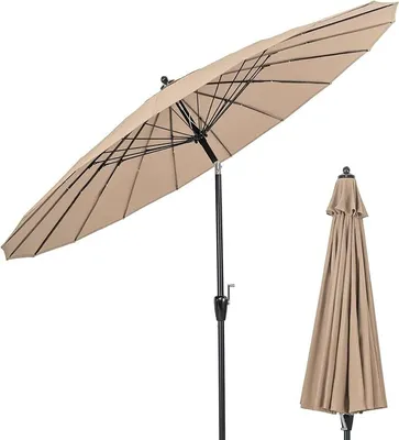 Immagine prodotto di KOMFOTTEU Ombrellone Ø 265 cm, ombrellone da giardino inclinabile con manovella, ombrellone da balcone con 18 stecche, ombrellone da terrazza con protezione solare, ombrellone da mercato per terrazza, balcone, piscina