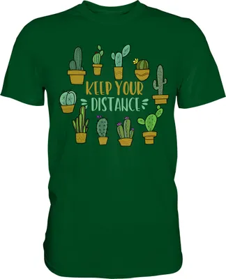 Produktbild von Abstand Halten Lustiges Kaktus T-Shirt – Bottle Green / L