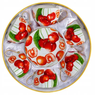 Productafbeelding van Set van 6 CUP 250ml Fruit Golden Edge Thin Porcelain Yamasen
