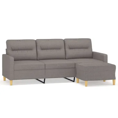 Produktbild von vidaXL 3-Sitzer-Sofa mit Hocker Taupe 180 cm Stoff