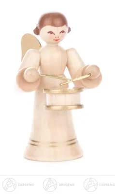 Immagine prodotto di Angelo con piccolo tamburo, gonna lunga, altezza circa 6 cm. NUOVO