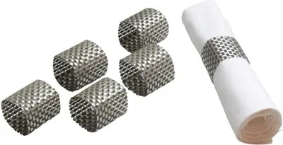 Produktbild von 6er Set Serviettenringe Serviettenhalter Serviettenschnallen Tisch Dekoration silbergrau