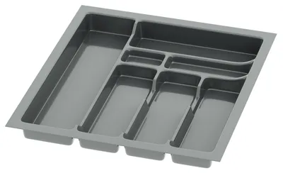 Produktbild von Sossai Besteckeinsatz Divio für Schubladen 50cm | 43 x 49 cm | Anthrazit Besteckkasten Schubladeneinsatz