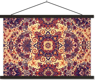 Produktbild von MuchoWow® Textilposter Perserteppich - Muster - Rot - Gelb 120x80 cm mit schwarzem Rahmen - Wanddeko