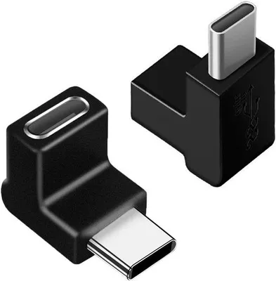 Zdjęcie produktu dla Zestaw 2 sztuk adapterów USB-C 90 stopni OTG z kątowym złączem