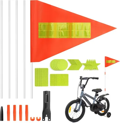 Productafbeelding van Fietsvlag kinderen 150 cm - Met reflecterende stickers
