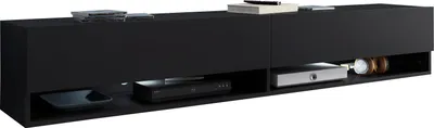 Zdjęcie produktu dla MINIO go for it, szafka pod TV, szafka dolna pod TV "ANNE", 180 cm, bez oświetlenia, kolor czarny