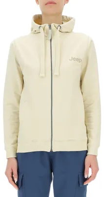 Obrázok produktu pre Dámska mikina s kapucňou a zipsom na celý zips, značka JEEP, model J24s, farba: mandľová/piesková