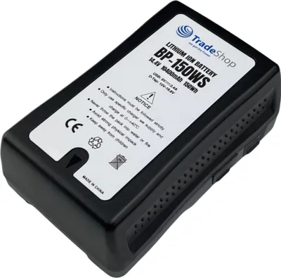 Produktbild von Trade-Shop Li-Ion Akku V-Mount 14,4V 10400mAh 150Wh mit D-Tap USB Ausgang für Sony DXC-D50PK DXC-D50PL DXC-D50WS DXC-D50WSH DXC-D50WSL DXC-D50WSP