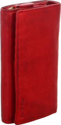 Produktbild von rote längliche Damenbörse gewaschenes Leder