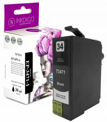 Produktbild von Inkdigo Tinte T3471 für Epson WorkForce Pro WF-3720DW, WF-3720DWF, WF-3725DWF – Schwarz, 30 ml,, KI-generiertes Bild