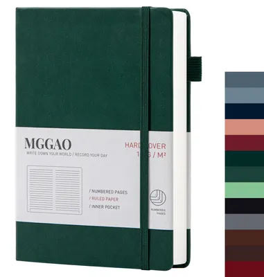 Produktbild von A5 Liniertes Notizbuch Hardcover Kunstleder Grün 188 Seiten 100 g/m²