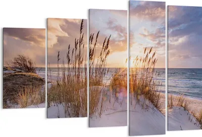 Produktbild von Bild auf Leinwand - Leinwandbild - 5 Teile - Westen auf der Strand - 150x100cm - Wand Bild - Wanddeko - Wandbilder - Leinwanddruck - Bilder - Wanddekoration - Leinwand bilder - EG150x100-4710