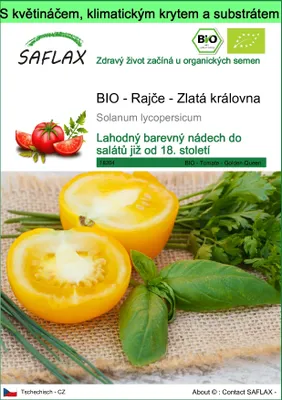 Obrázek produktu pro SAFLAX Garden to go - BIO - Rajče - Zlatá královna - Solanum lycopersicum - 15 Semena - S květináčem, klimatickou poklicí a pěstebním substrátem