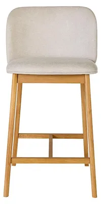 Produktbild von Miliboo - Barhocker aus Stoff in Beige Samtoptik und hellem Holz H69 cm (2er Set) TIEGA