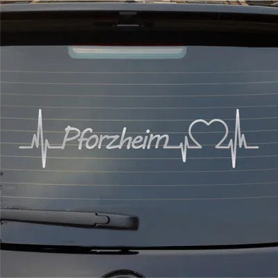 Produktbild von Heckscheibenaufkleber Pforzheim Herzschlag Puls Stadt Liebe 55x14 cm Silber Auto Aufkleber Sticker