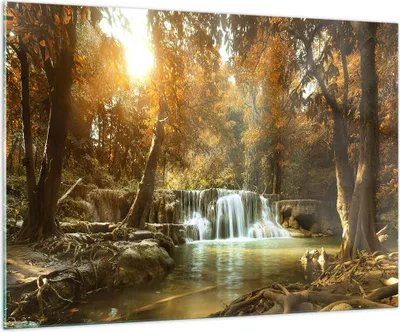 Produktbild von Bilder auf glas - Park Wasserfall Wasser - 100x70cm - Glasbilder - Wandbilder - Kunstdruck - zum Aufhängen bereit - Wanddekoration aus Glas - Glas Bilder - Wandbild auf Glas - GAA100x70-3789