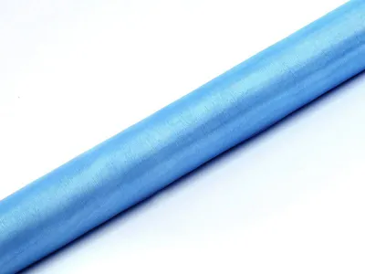 Zdjęcie produktu dla 1 sztuka, tkanina organzowa, gładka, jasnoniebieska, o wymiarach 0,36 x 9 metrów