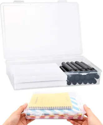 Imagen del producto de Caja de almacenamiento con tapa, de 32 x 22 x 5 cm, apilable, para documentos