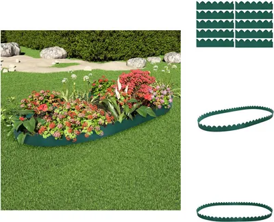 Zdjęcie produktu dla vidaXL Obrzeże trawnikowe 10 szt. Zielony 65x15 m PP - Obrzeże rabatowe