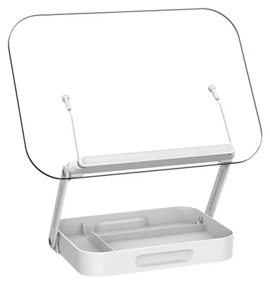 Produktbild von Acryl Buchständer mit Aufbewahrung, verstellbarer 360° drehbarer Tischständer zum Lesen