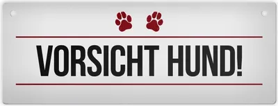 Produktbild von Vorsicht Hund! Metallschild mit Pfoten Motiv in rot Warnung Hinweis Achtung