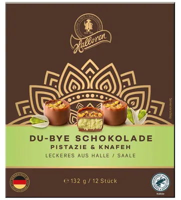 Produktbild von Halloren Du-Bye Schokolade Pistazie & Knafeh 132g