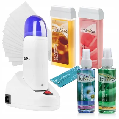 Produktbild von ItalWax Depilationsset mit 2x Roll-on Wachs 100 ml, Heizgerät, Kosmetikprodukte