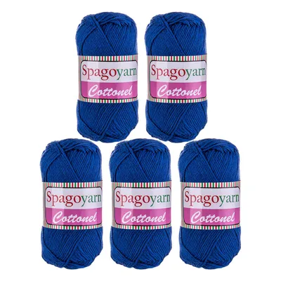 Produktbild von Strickgarn Baumwolleel Uni 5 x 100g Häkelgarn Strickwolle Handstrickgarn Farbwahl, Farbe:blau