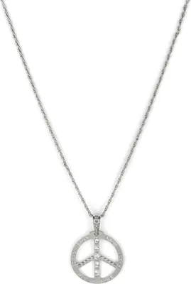 Produktbild von 70er Halskette Peace-Zeichen Strass Hippie silber - Einheitsgröße