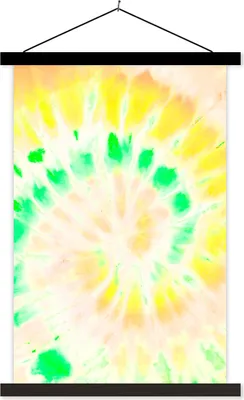 Produktbild von MuchoWow® Textilposter Krawattenfärbung - Gelb - Weiß 120x180 cm mit schwarzem Rahmen - Fotos