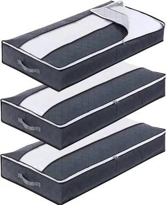 Produktbild von MODFU 3 Stück Unterbett Aufbewahrungsbox mit Deckel Unterbettkommode Faltbare Unterbett Aufbewahrung Kleidung Aufbewahrungstasche für Bettdecken