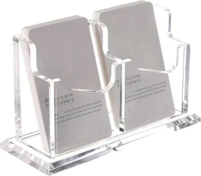 Imagen del producto de Soportes para tarjetas de visita de acrílico, transparentes, de doble capa, de 15 x 8,8 cm, para oficina