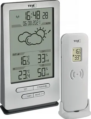 Immagine prodotto di Stazione meteo radio XENA H145xL82xP47mm argento per interni/esterni TFA