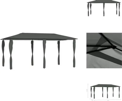 Obrázok produktu pre vidaXL Pavilón so stĺpikmi 3x6x2,6 m antracitový 160 g/m² - Pavilóny a párty stany