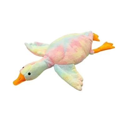 Produktbild von Plüsch Kuscheltier – 90 cm – Kawaii Große Gans Körperkissen – Lustiges Dekoratives Bettkissen – Süßes Tierkissen – Regenbogenfarben