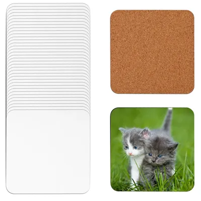 Produktbild von Untersetzer 40 Stück - Quadratische Sublimationsuntersetzer - MDF/Kork