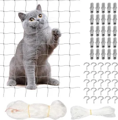 Produktbild von Kattennetz für Balkon und Fenster, transparent, 6 x 3 m, ohne Bohren, Kätzertrennung.