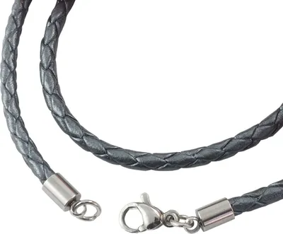 Produktbild von König Design Lederkette Lederband Leder-Armband 7 mm Herren Halskette 17 cm - 100 cm geflochten, Länge:100 Zentimeter, Farbe:Graphite Grau