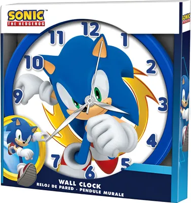 A Sonic the Hedgehog wall clock in its retail packaging.
