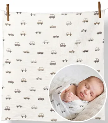 Produktbild von Musselin Mullwindel 120x120 cm  – Dickes Mulltuch gekreppt, Baby Einschlagtuch & Decke