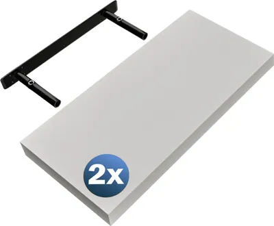 Produktbild von CASARIA® 2x Wandregal Holz Weiß Regal mit Halterung 15kg Tragkraft Hängeregal Küche Wohnzimmer Flur Wand Schweberegal Bücherregal Regalbrett Schwebend Matt 50cm