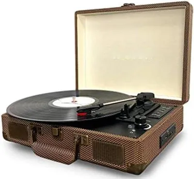Image de Chaîne stéréo avec platine vinyle, noire