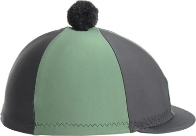 Produktbild von Hy Elasthan-Reithelmüberzug mit Bommel, seidig glänzend, zweifarbig BZ507 (Einheitsgröße) (Schwarz/Grün)