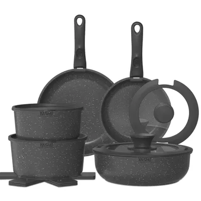 Produktbild von YASHE 15-teiliges Kochgeschirrset, Induktion, ungiftig, PTFE- und PFAS-frei