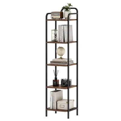 Produktbild von Schmales Regal 6 Ebenen, 30 x 33 x 137,5 cm, Vintagebraun-Schwarz | Bücherregal, Standregal, Eckregal, für Büro Wohnzimmer Schlafzimmer Küche