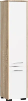 Immagine prodotto di Mobile bagno a pavimento in Sonoma e Bianco con 2 porte e 5 ripiani