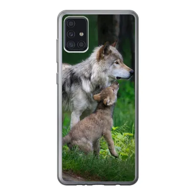 Produktbild von MuchoWow® Handyhülle Schutzhülle Hülle für Samsung Galaxy A52 5G Wolf - Baby - Wald Silikon Softcase Handy Hülle - Umschlag